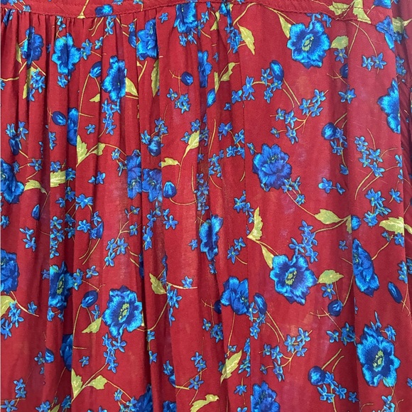 Free People Red and Blue Floral Long Sleeve Dress tunic  XL - Picture 8 of 8